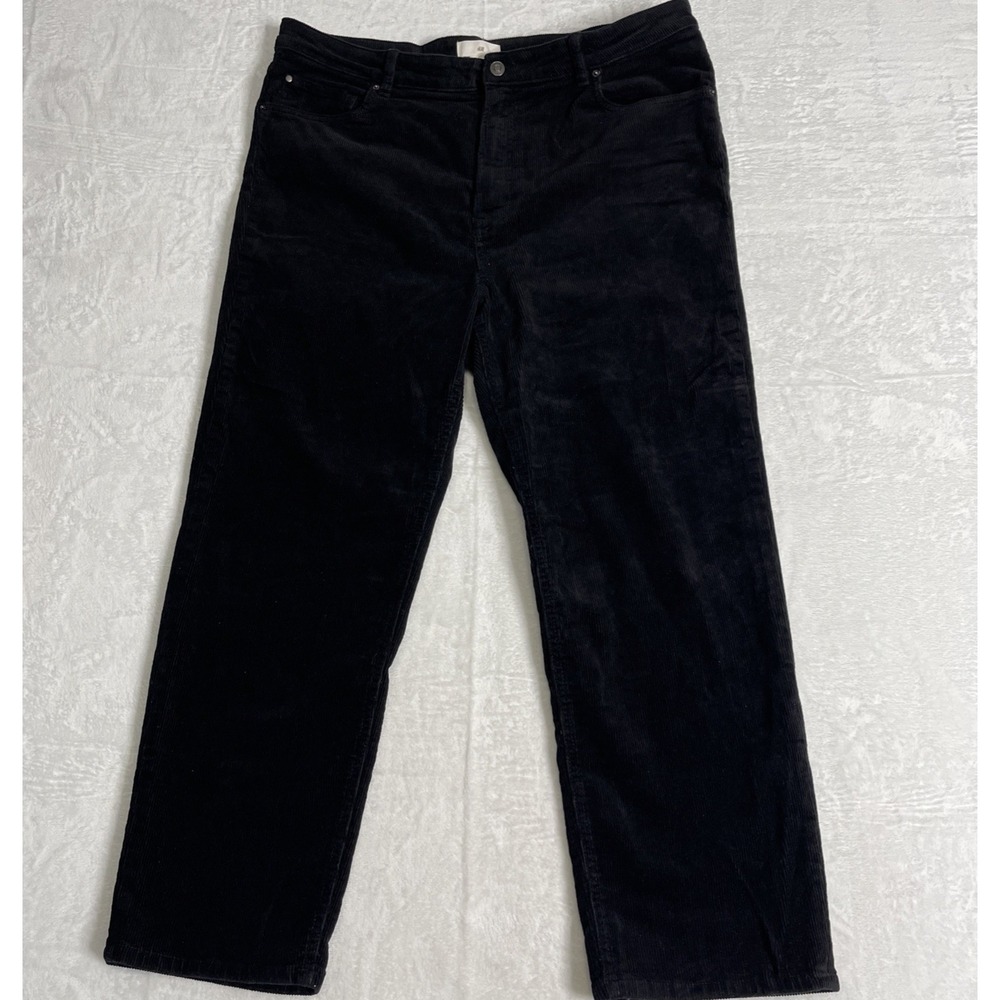 H&M Divided Women's Pants plus size 18 Corduroy Straight Leg Flare Black Y2K 90s
